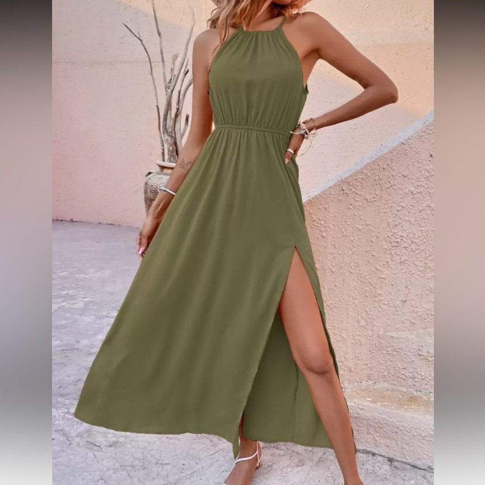 SHEIN Olive Green Summer Dress